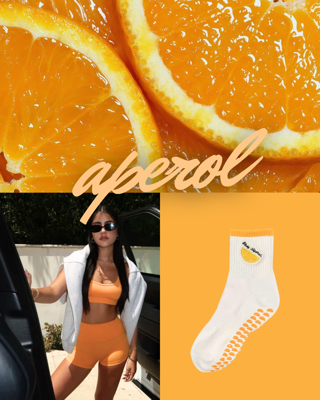Holy Aperoli Grip Socks – Stylishe Pilates- & Yoga-Socken mit orangenförmigen Grips und Stickerei