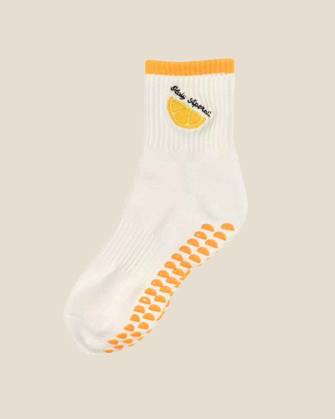 Holy Aperoli Grip Socks – Stylishe Pilates- & Yoga-Socken mit orangenförmigen Grips und Stickerei