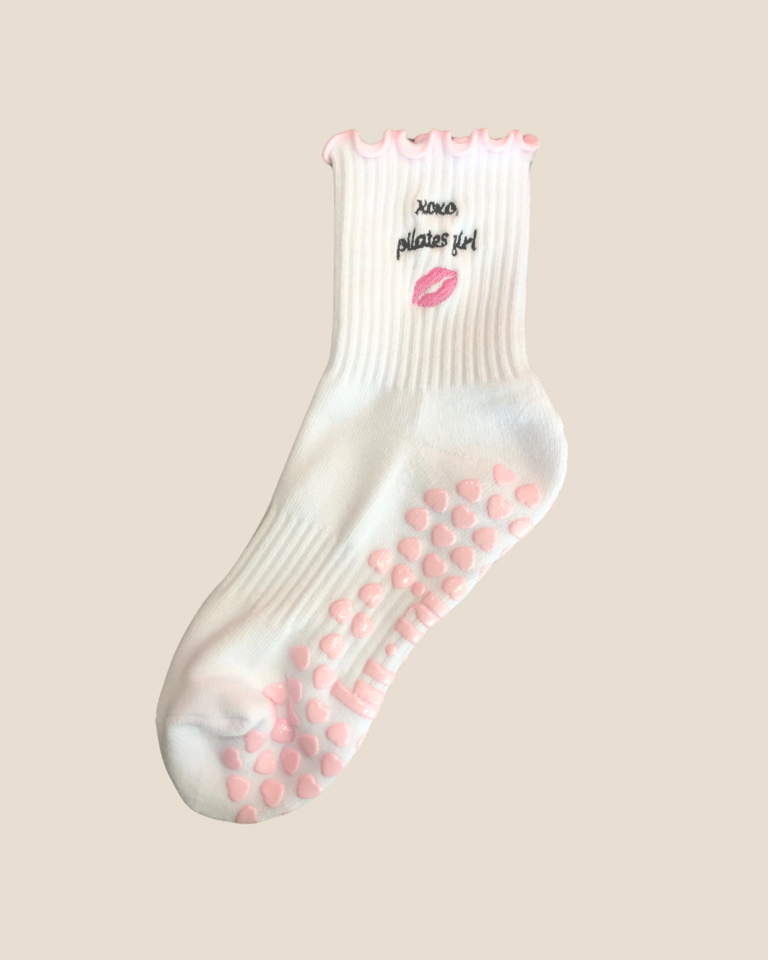 XOXO Grip Socks – Stylishe Pilates- & Yoga-Socken mit rutschfesten Herz-Grips und Stickerei